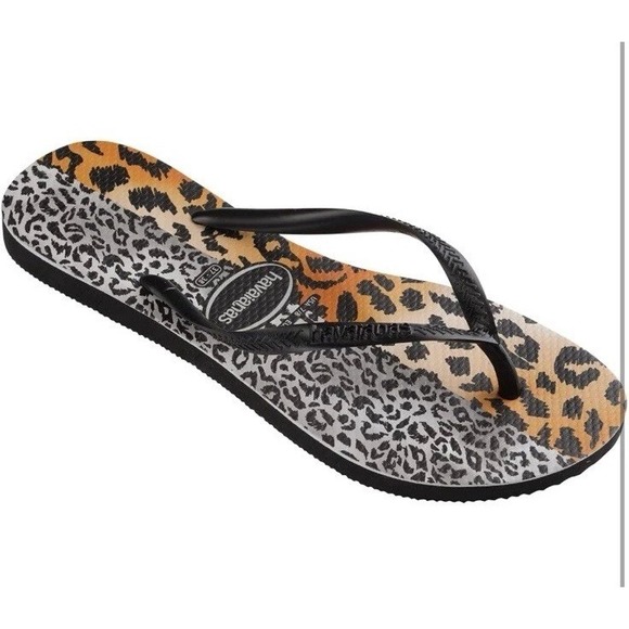 Havaianas Youth 13C/1Y Flip Flops Leopard Print Slim Mixed Print NWT - Picture 3 of 4